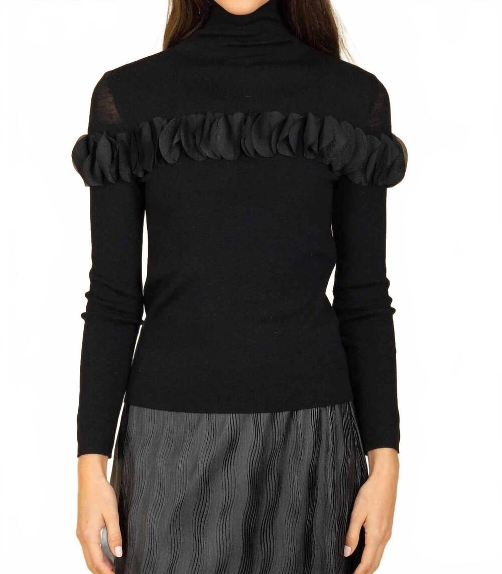 NEW JESSIE LIU merino wool turtle sweater in black